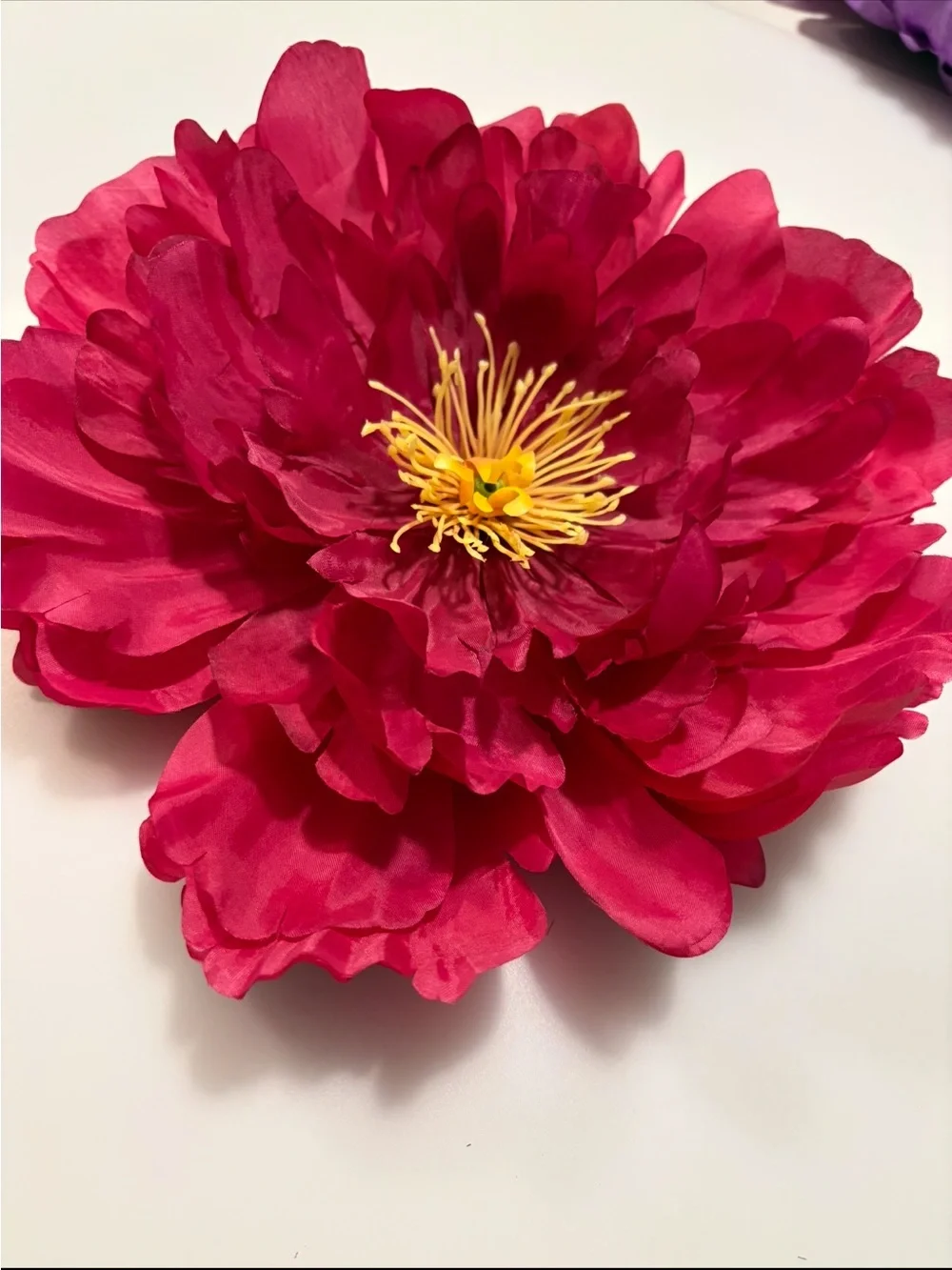 Large Silk Peony Hair Tie — Vibrant Red Floral Accessory
